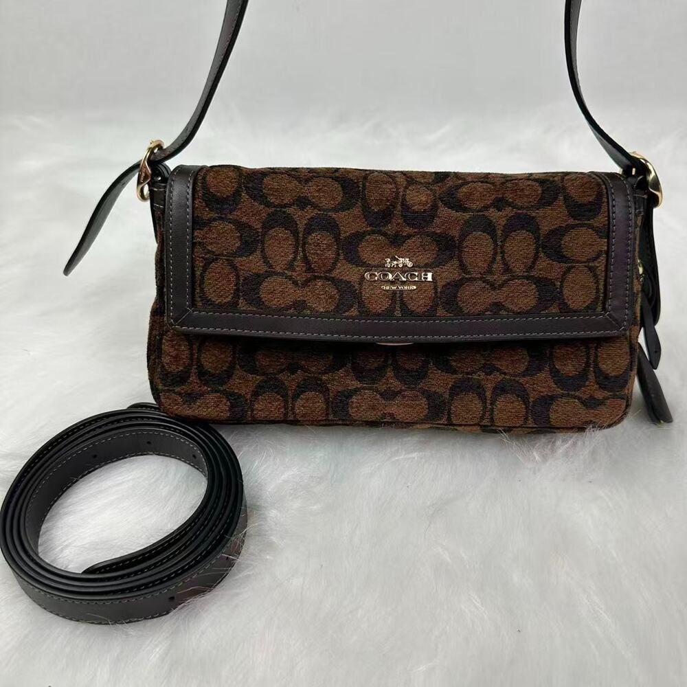Coach Etta Small Flap Shoulder Bag Signature Chenille CCV65 2025 New Release NWT - Picture 5 of 12